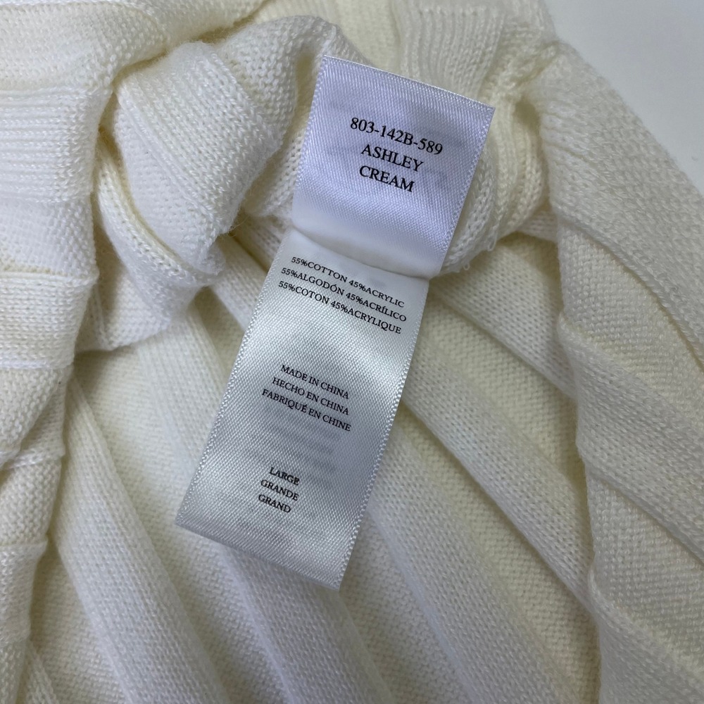NWT Rails Ashley Cream Ribbed Knit Midi Dress L Sleeveless Split Neck Minimalist - Picture 13 of 16